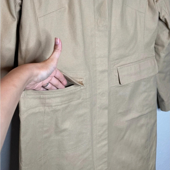 Rocha John‎ Rocha Minimalist Soft Canvas Trench Coat Size 14 Tan - Picture 3 of 10